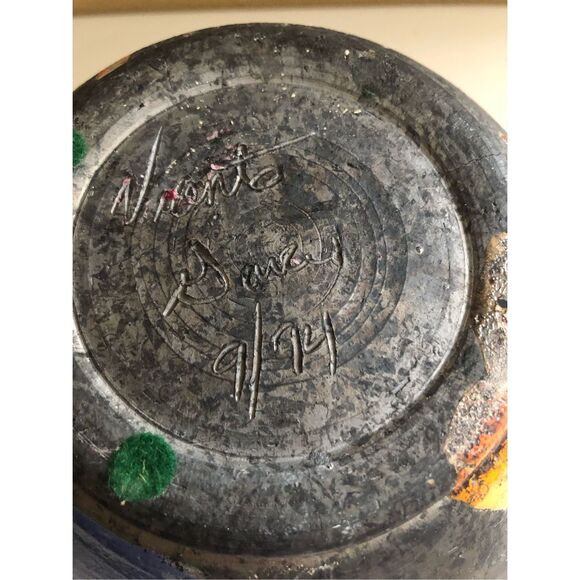 Signed Raku Studio Pottery Vase — “Monte Davey”, 9/94 (9" x 8") - Picture 3 of 14